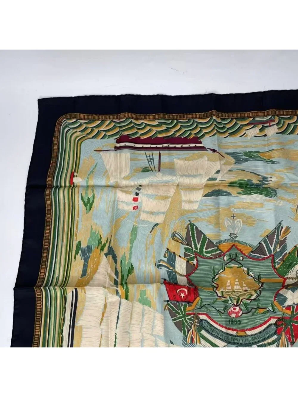 Hermes Scarf Carre 90 Silk Henry Smith Sailor Sailing Ship Voyage Multicolor